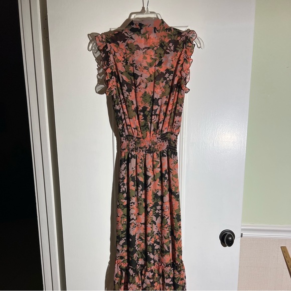 MISA Floral Ruffle Sleeve High Low Hem BoHo Dress - Picture 2 of 8